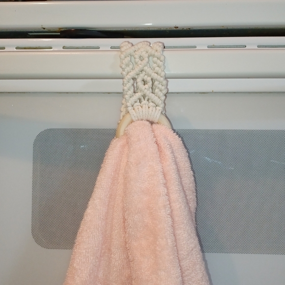 Hand Kitchen Towel Wooden Holder Boho Macrame Natural - Picture 5 of 12